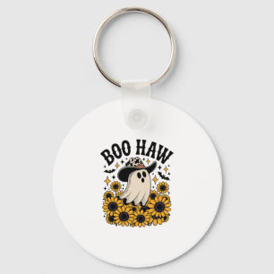 Boo Haw Cow Ghost Western Halloween Key Ring