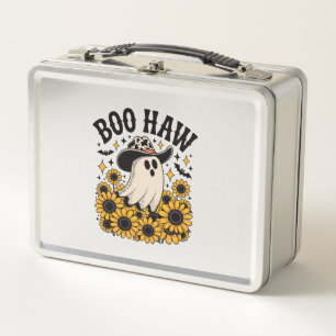 Boo Haw Cow Ghost Western Halloween Metal Lunch Box