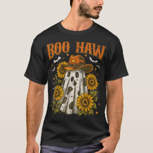  Boo Haw Cow Spot Ghost Pattern Western Halloween  T-Shirt