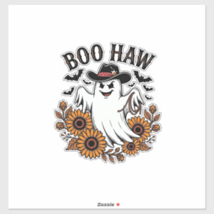 Boo Haw Cowboy Ghost Sunflowers Bats Halloween_1