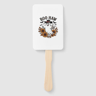 Boo Haw Cowboy Ghost Sunflowers Bats Halloween_1 Hand Fan