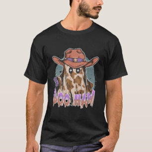 Boo Haw Cute Ghost Western Cowboy Funny Halloween T-Shirt