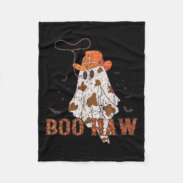 Boo Haw Ghost Cowboy Halloween Western Ghost Costu Fleece Blanket (Front)