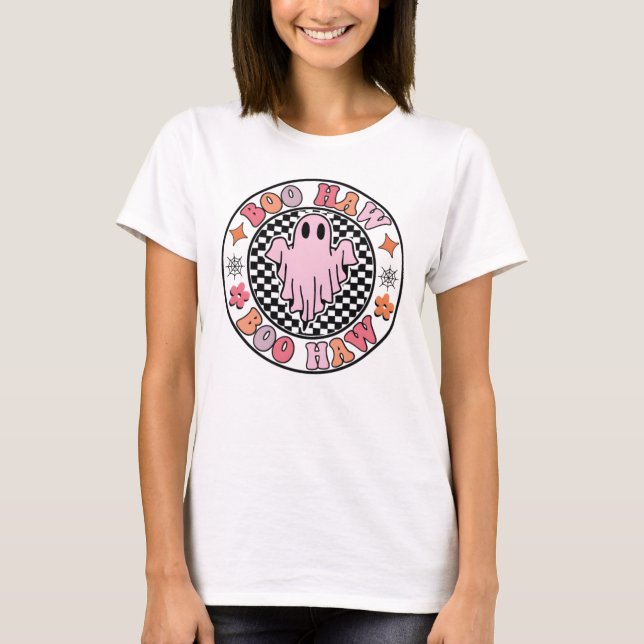 Boo Haw Ghost | Retro Spooky Fun T-Shirt (Front)