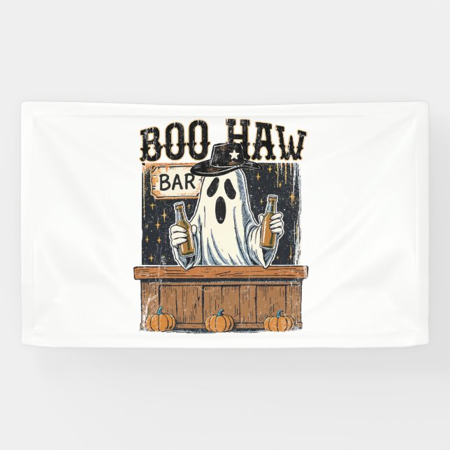 Boo Haw Retro Western Halloween Banner (Horizontal)