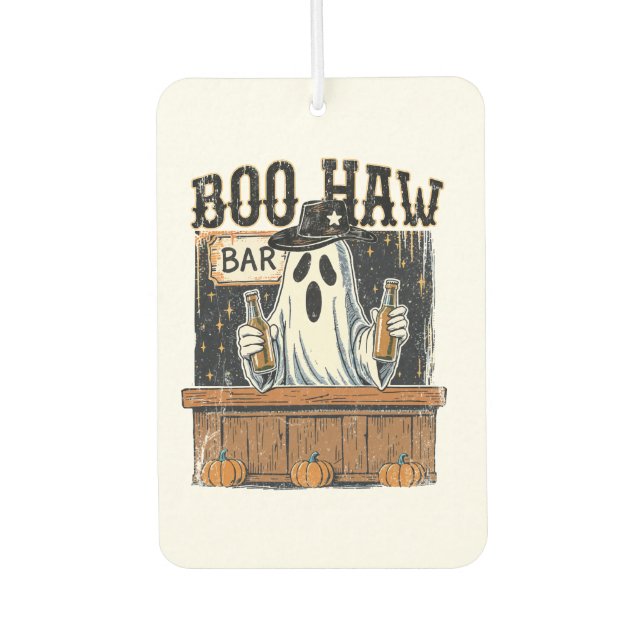 Boo Haw Retro Western Halloween Car Air Freshener (Front)