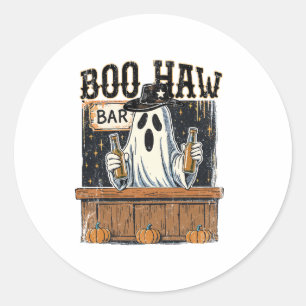 Boo Haw Retro Western Halloween Classic Round Sticker