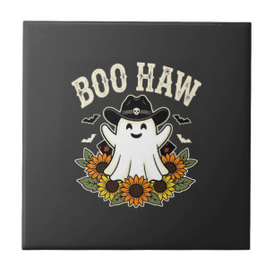 Boo Haw Western Halloween Ghost Design Ceramic Tile