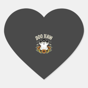 Boo Haw Western Halloween Ghost Design Heart Sticker