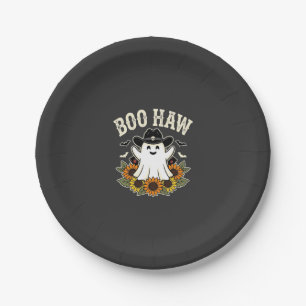 Boo Haw Western Halloween Ghost Design Paper Plate