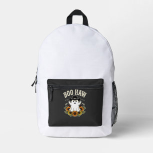 Boo Haw Western Halloween Ghost Design Printed Backpack