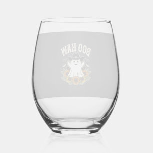 Boo Haw Western Halloween Ghost Design Stemless Wine Glass
