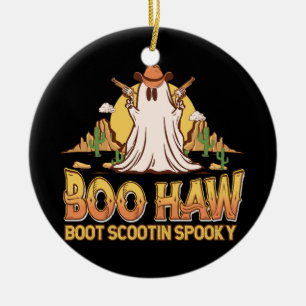 Boo Haw Western Halloween Vintage Ghost Funny Cute Ceramic Ornament