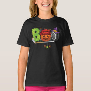 Boo Hockey Pumpkin Puck Witch Hat Halloween T-Shirt