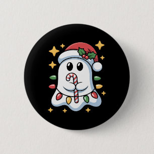 Boo Holding Christmas Tree Candy Christmas 6 Cm Round Badge