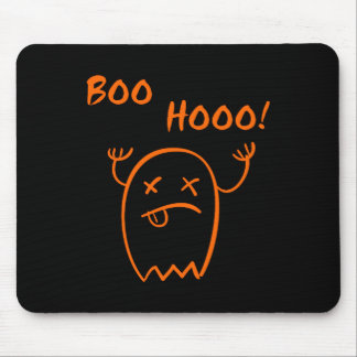 Boo Hooo Halloween Ghost Dark Monotone Mouse Pad