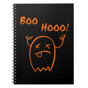 Boo Hooo Halloween Ghost Dark Monotone Notebook