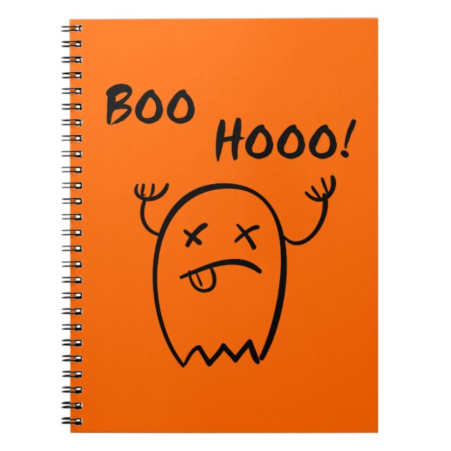 Boo Hooo Halloween Ghost Light-Monotone Notebook (Front)