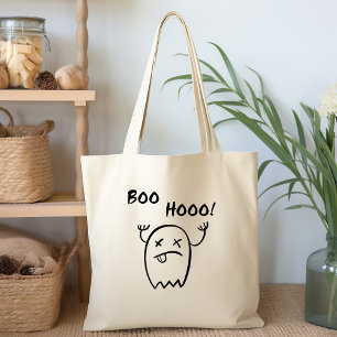 Boo Hooo Halloween Ghost Light-Monotone Tote Bag
