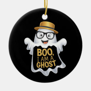 Boo, I Am a Ghost Spooky Fun for Halloween Lovers Ceramic Ornament