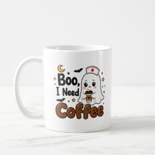 Boo I Need Coffee Mug, Funny Nurse Halloween Gift Mug