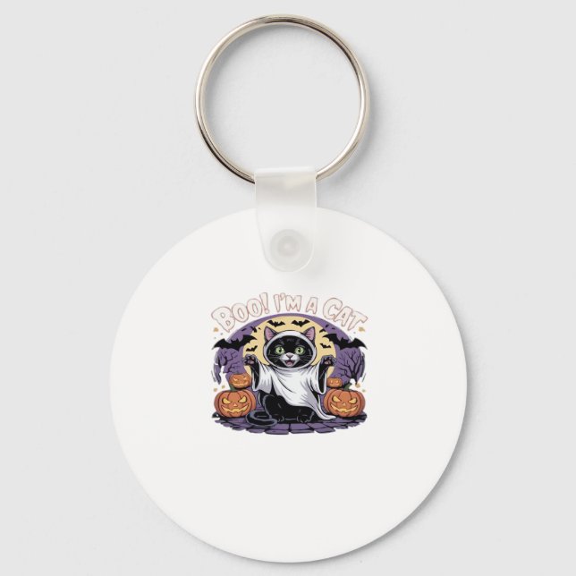 Boo I'm a Cat Oversized T-Shirt Key Ring (Front)