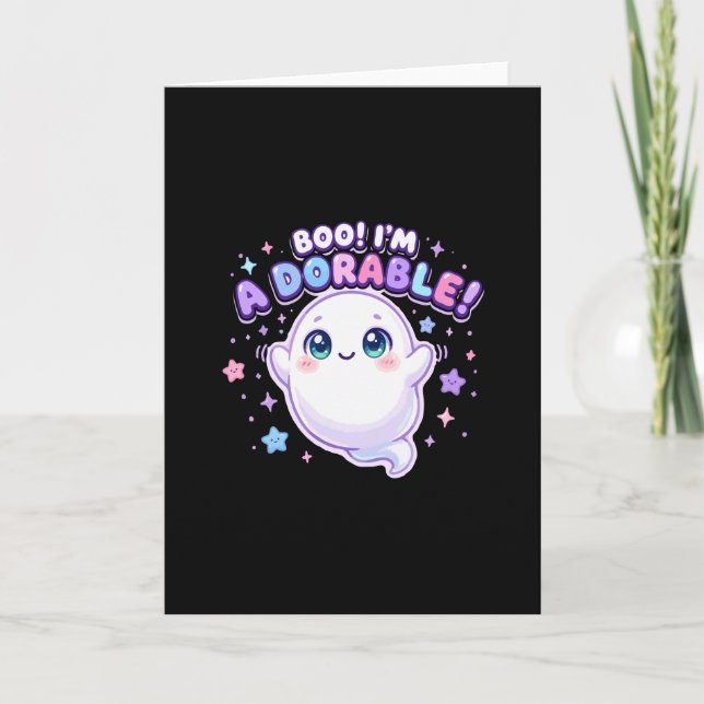 Boo I'm Adorable Cute Ghost Card (Front)