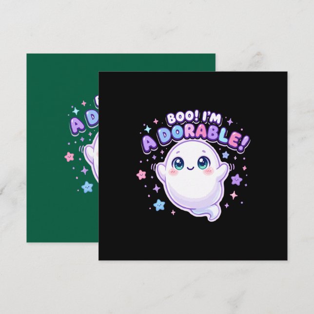 Boo I'm Adorable Cute Ghost Card (Front/Back)