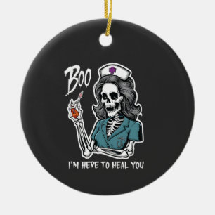 Boo I'm Here To Heal you Rn Nurse Halloween Gift Ceramic Ornament