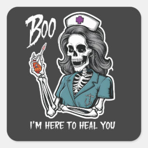 Boo I'm Here To Heal you Rn Nurse Halloween Gift Square Sticker