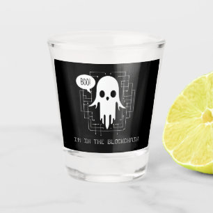Boo, I'm in the Blockchain Funny Crypto Halloween Shot Glass