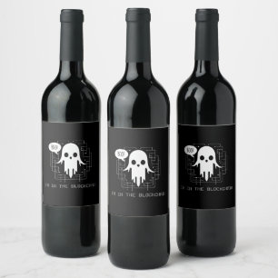 Boo, I'm in the Blockchain Funny Crypto Halloween Wine Label