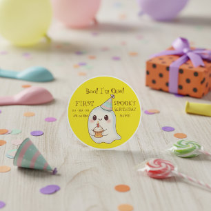 Boo! I'm One" Costum Spooky First Birthday Classic Round Sticker