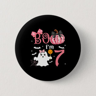 Boo I'm Seven Ghost Seventh 7th Birthday Halloween 6 Cm Round Badge