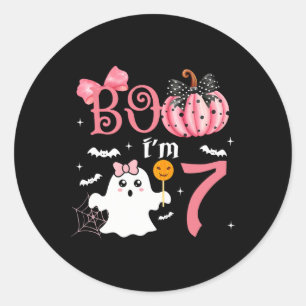 Boo I'm Seven Ghost Seventh 7th Birthday Halloween Classic Round Sticker