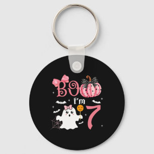 Boo I'm Seven Ghost Seventh 7th Birthday Halloween Key Ring