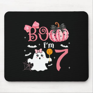 Boo I'm Seven Ghost Seventh 7th Birthday Halloween Mouse Pad