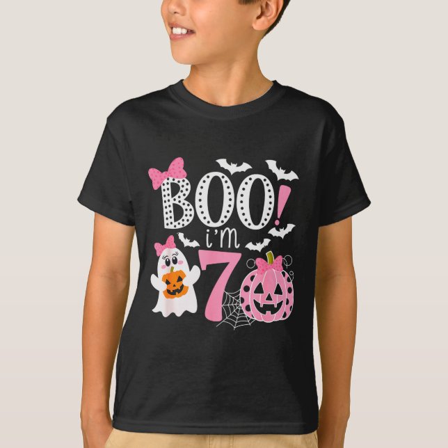Boo I'm Seven Ghost Seventh 7th Birthday Halloween T-Shirt (Front)