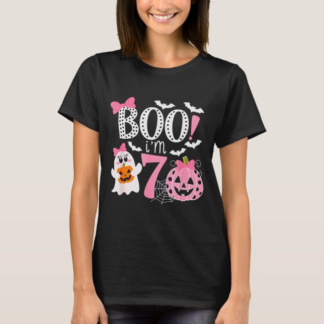 Boo I'm Seven Ghost Seventh 7th Birthday Halloween T-Shirt (Front)