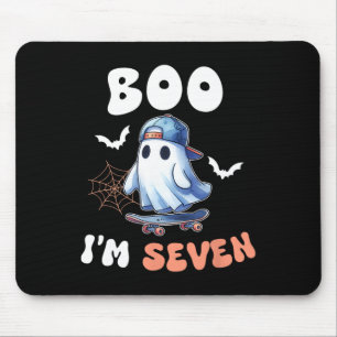 Boo I'm Seven Ghost Skateboard 7th Birthday Hallow Mouse Pad