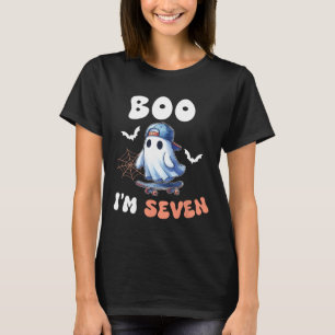 Boo I'm Seven Ghost Skateboard 7th Birthday Hallow T-Shirt