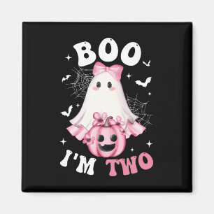 Boo I'm Two 2nd Birthday Girl Pink Bow Pumpkin Gho Magnet