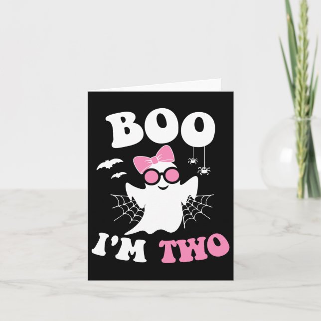 Boo I'm Two 2nd Birthday Halloween Birthday Ghost  Card (Front)
