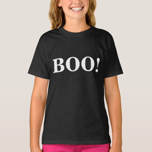 Boo! in bold letters for Halloween T-Shirt (Front)