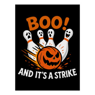 Boo It’s a Strike Funny Halloween Bowling Poster