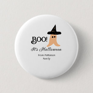 Boo it's Halloween from family name orange ghost 6 Cm Round Badge