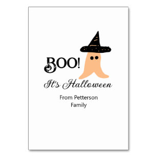 Boo it's Halloween from family name orange ghost  Table Number