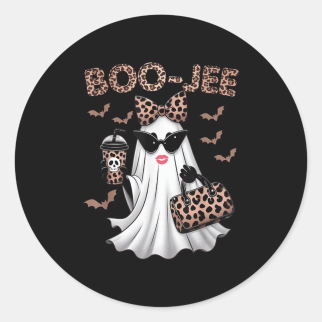 Boo Jee Boujee Ghost Halloween Fun October Vibes  Classic Round Sticker (Front)