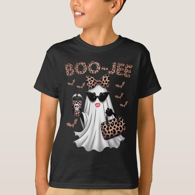 Boo Jee Boujee Ghost Halloween Fun October Vibes  T-Shirt (Front)