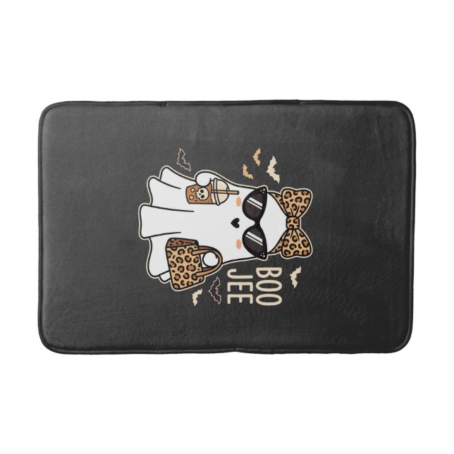 Boo Jee Cute Ghost Halloween Leopard Design_1 Bath Mat (Front)